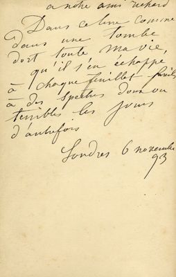 Dédicace de Louise Michel à Richard, 1893. Archives municipales Ivry-sur-Seine, fonds Thorez-Vermeersch.