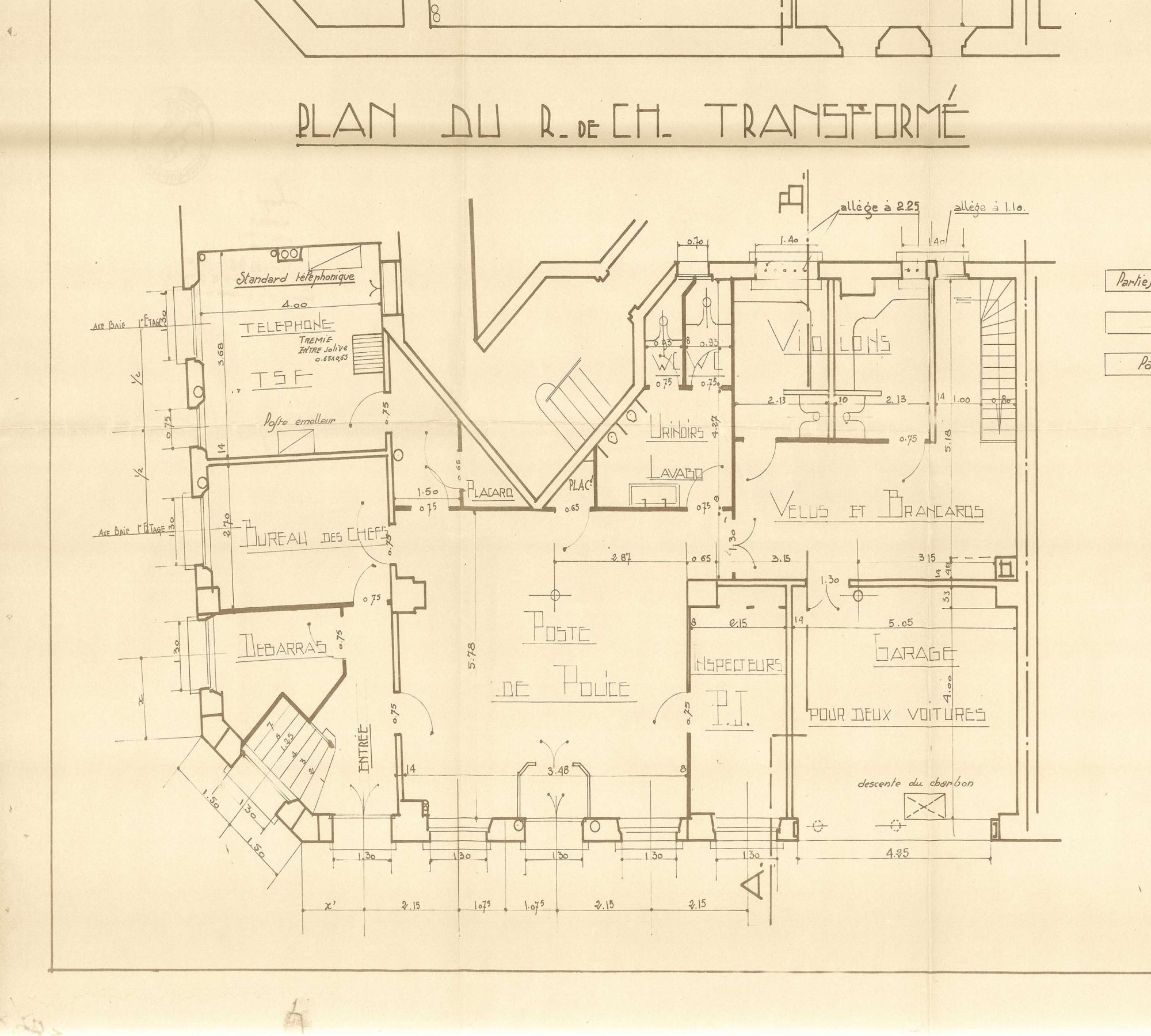 Projet d'aménagement du commissariat d'Ivry-sur-Seine, 1934. © Archives municipales d'Ivry-sur-Seine.