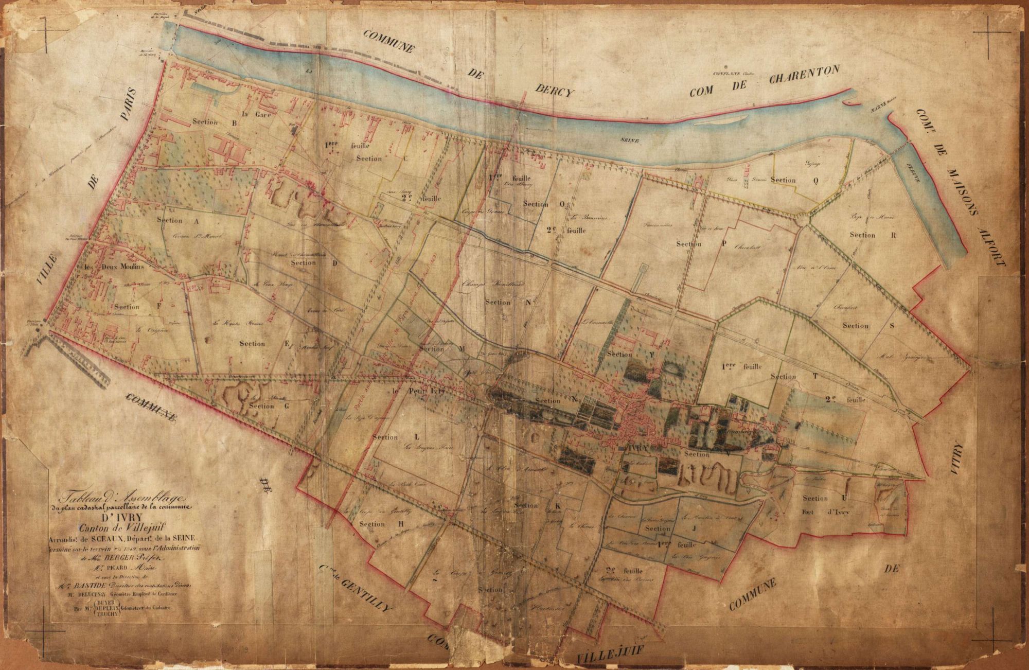 Le tableau d'assemblage du plan cadastral de 1849